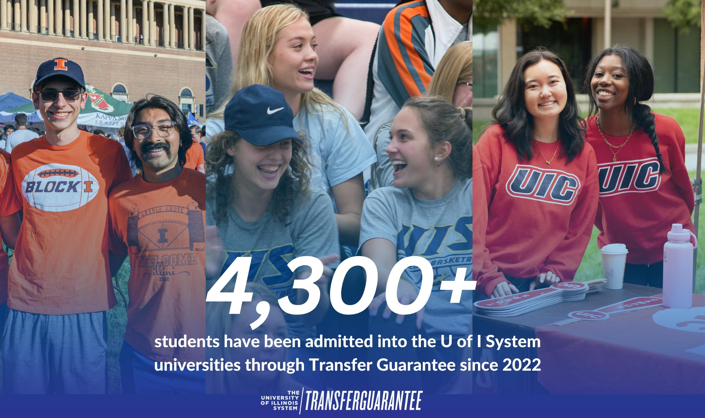 over 4,300 students have been admitted into the U of I System universities through Transfer Guarantee since 2022